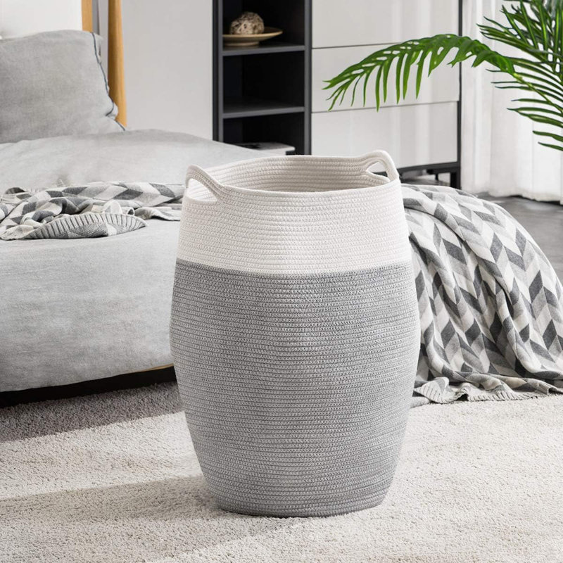 Très grand panier à linge en jute, Gris foncé
