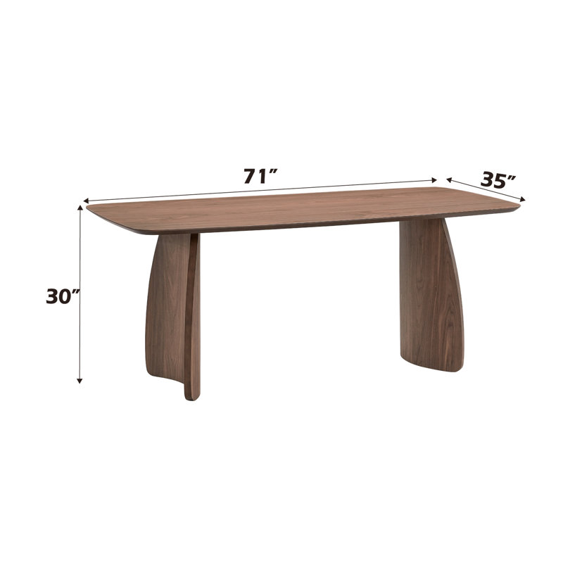 Table de salle à manger élégante en noyer - Plateau de table rectangulaire stable