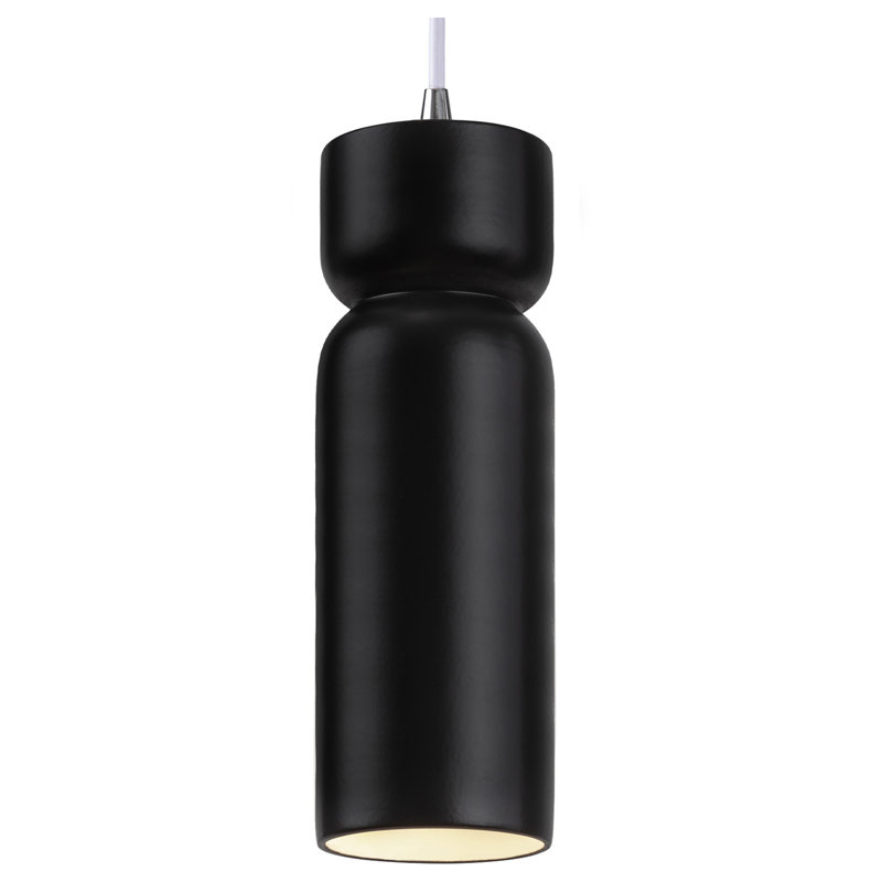 Ashford Ceramic 1-Light Hourglass Pendant, Polished Chrome, Carbon Matte Black