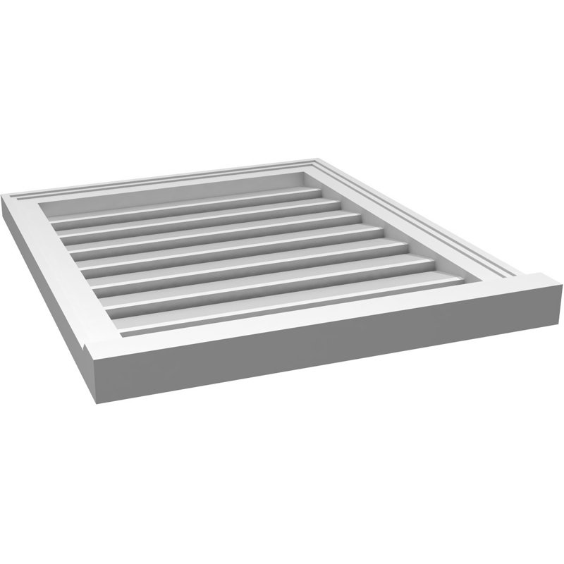 Évent à pignon fonctionnel en uréthane rectangulaire à fixation en surface, brun clair apprêté, H 26 po x l 22 po x P 2 po