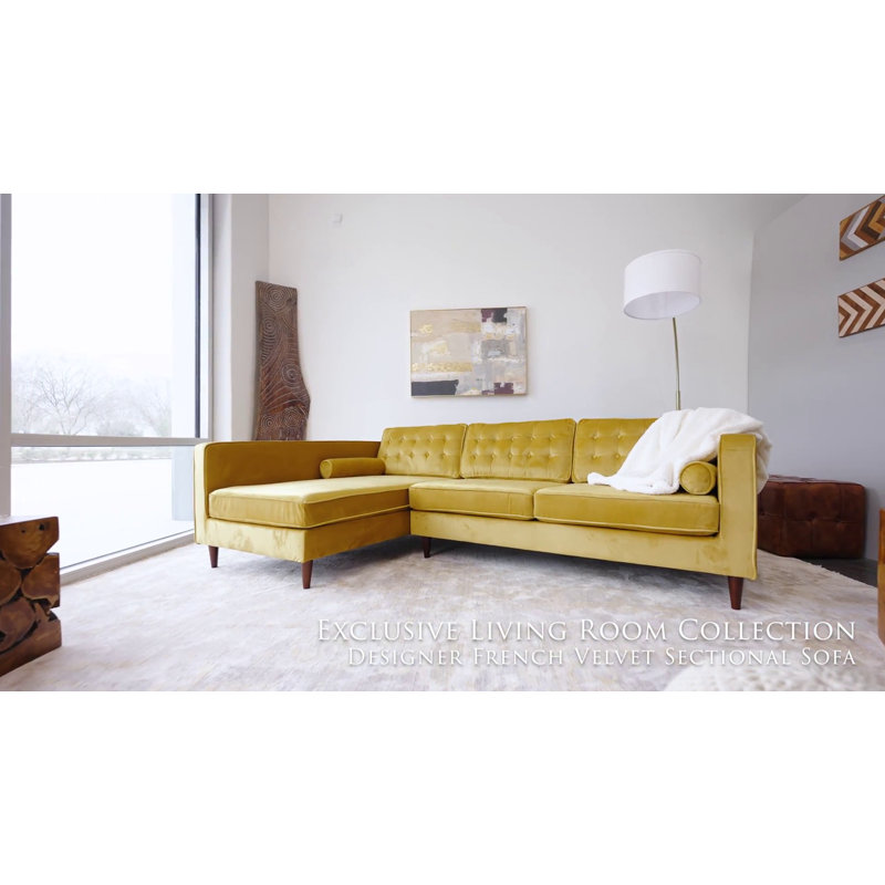 Threadgill 2-Piece Velvet Sectional Sofa | Mercury Row