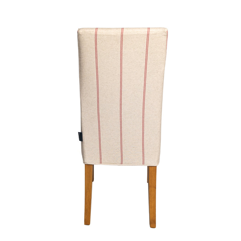 Wentzville Upholstered Dining Chair, Beige/Raspberry Pin Stripe