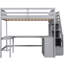 Lit mezzanine gris avec bureau intégré, tablettes et escalier-1276092594