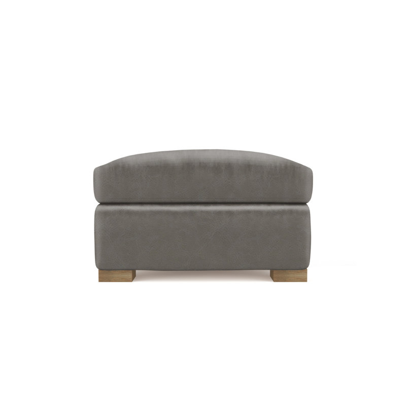 Horatio Upholstered Ottoman, Weathered, Vintage Leather Pumice