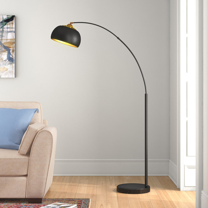 Dedre 68.5'' Arched Floor Lamp, Black, Black