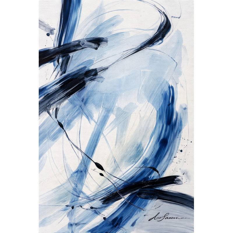Art mural sur toile indigo, L 16 po x H 24 po x P 1,5 po
