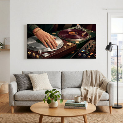 Ensemble de 1 tableau sur toile représentant une platine DJ