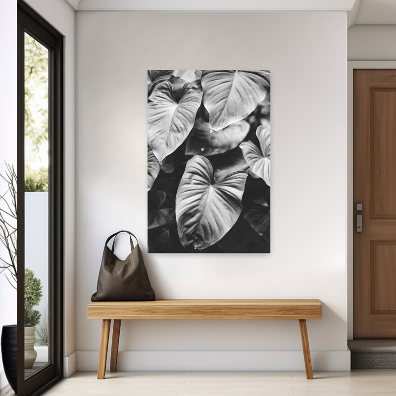Feuilles d'art gris contemporain, H 60 po x l 40 po