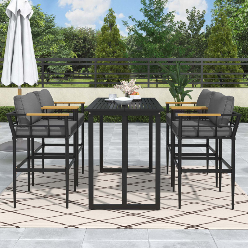 Iron Outdoor Dining Set, Gray