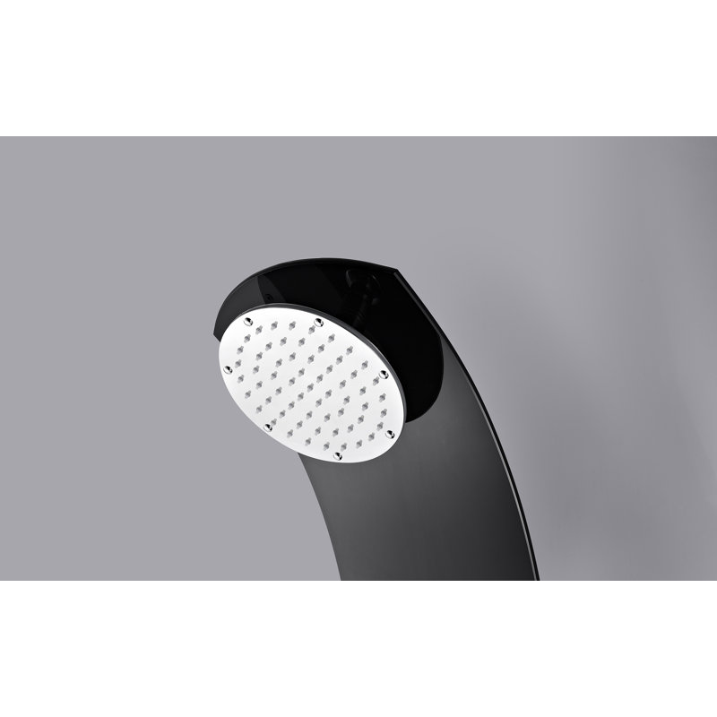 Llano Series 56'' Black Tempered Glass Shower Panel