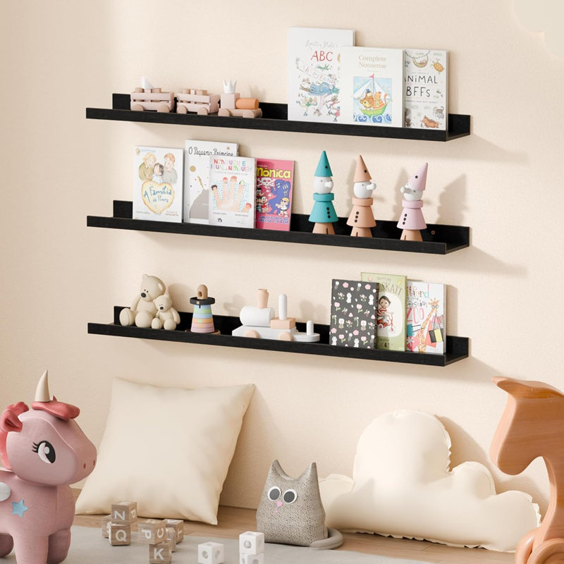 Floating Shelves For Wall Decor And Storage, Set Of 6 Wooden Wall Mounted Shelves For Living Room, Bedroom, Bathroom, Kitchen, Long Picture Ledge Shelves With Elegant Design