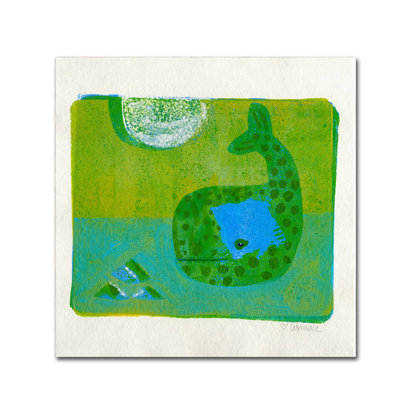 Art sur toile Berkley «Green Whale Monoprint», H 14 po x l 14 po x P 2 po