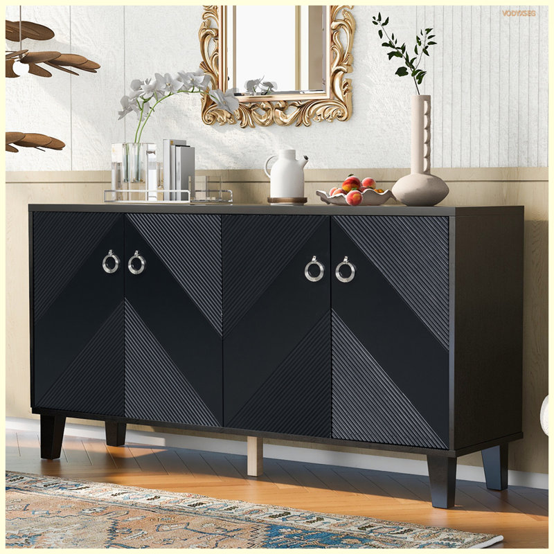 Buffet 60 po à 4 portes Missouria, Noir, noir, noir, noir