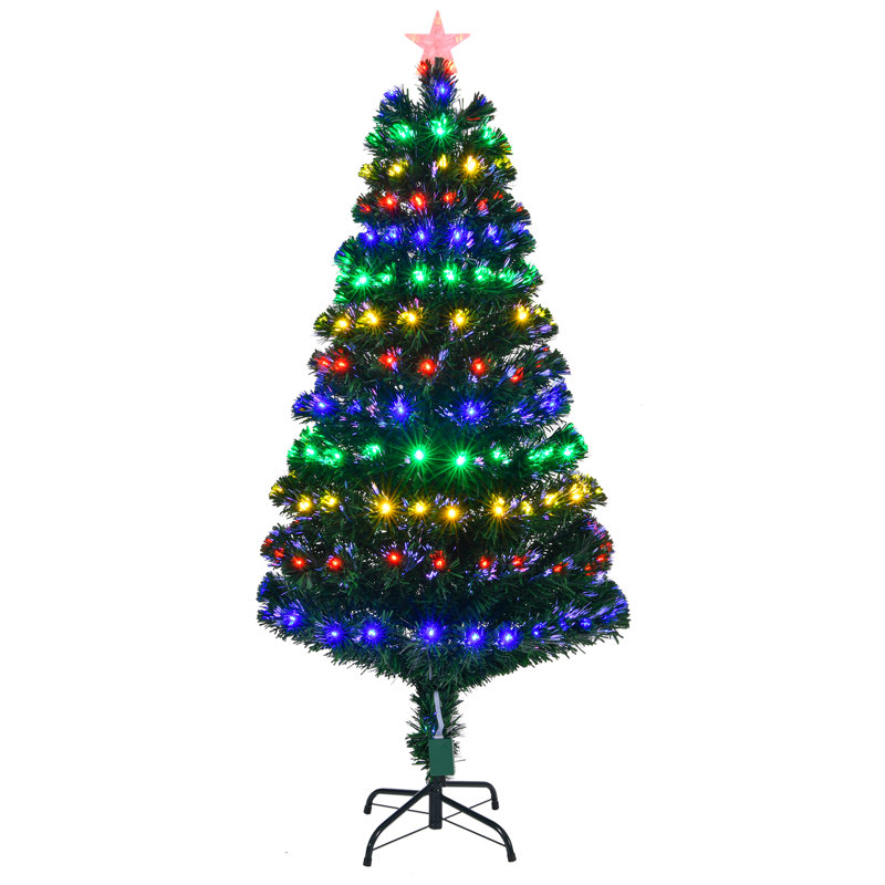 Arbre de Noël artificiel en fibre optique 5 pi avec 180 lumières DEL préinstallées