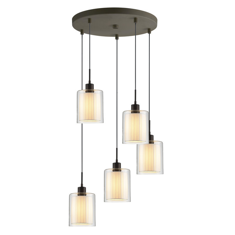 Pittsfield 5 - Light Cluster Pendant, Off White, Bronze