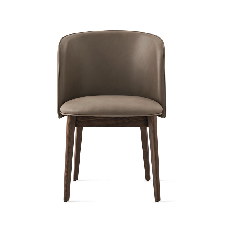 Abrey Upholstered Armchair with Wooden Base, Mud Brown, Smoke
