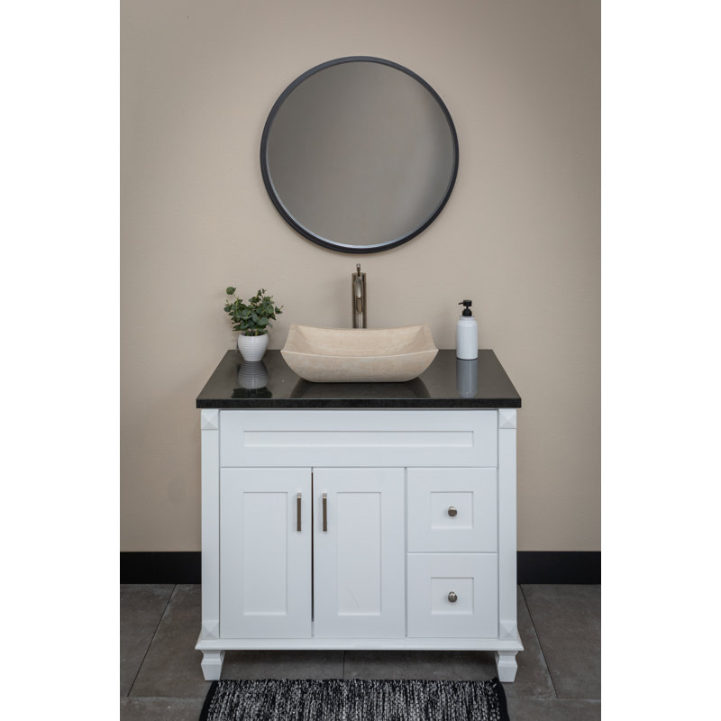 Lavabo de salle de bain vasque rectangulaire en pierre profonde Zen