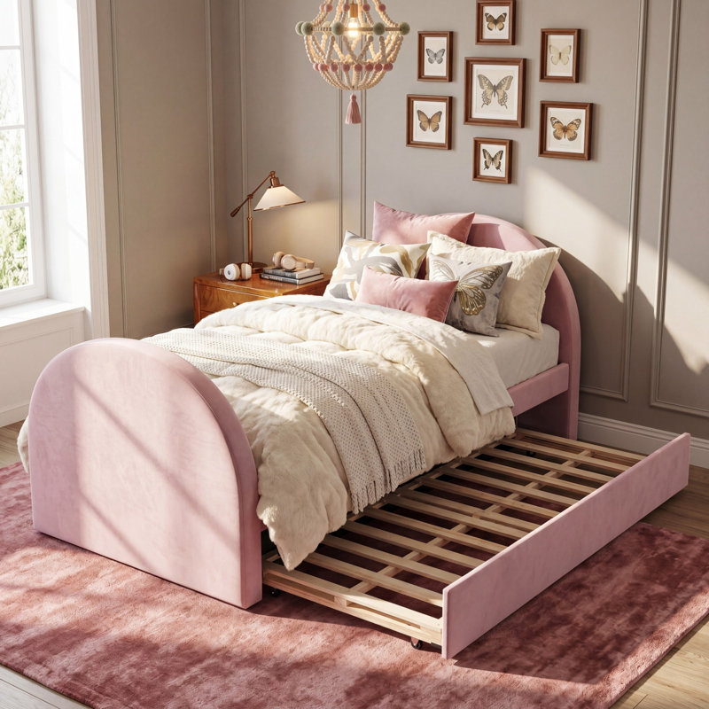 Structure de lit moderne rembourrée avec fonction de rangement pour le salon et la chambre à coucher, Pink