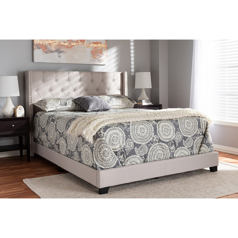 Upholstered Standard Bed, King, Beige