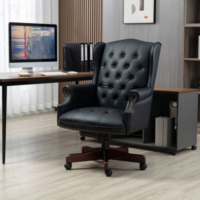 Executive Office Chair - High Back Reclining Comfortable Desk Chair - Ergonomic Design - Thick Padded Seat and Backrest - PU Leather with Smooth Glide Caster Wheels, 1 Pack