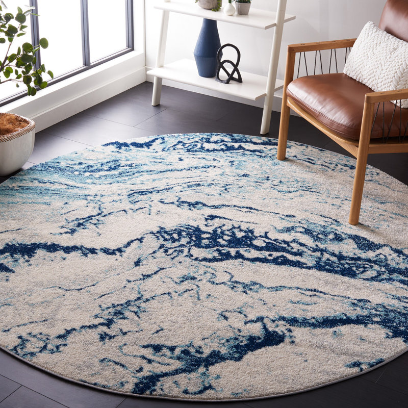Tapis ivoire / bleu Haviland 276, Rond 6 pi 7 po