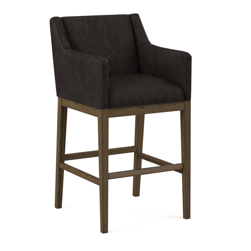 Upholstered Stool, Applause Bajah Ruby, Weathered Gray