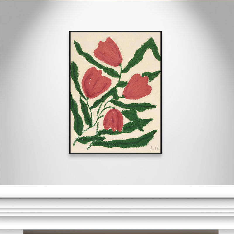 «Colette Red Tulips Print» par Camilla Bergqvist, Noir, H 49,5 po x l 37,5 po