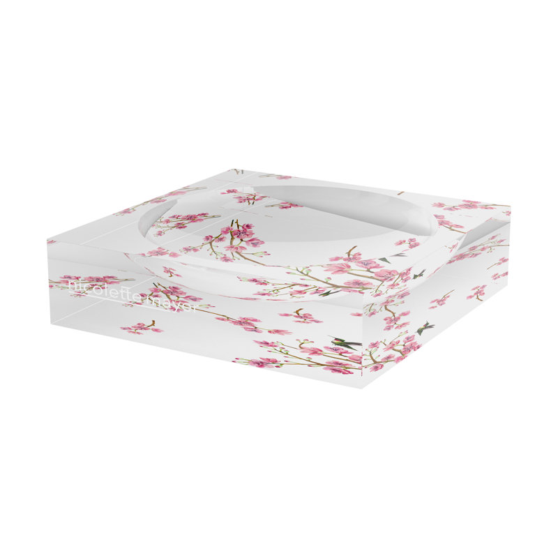 Blossom Fantasia White Acrylic Candy Catchall Dish, 6"W x 6"D x 2"H