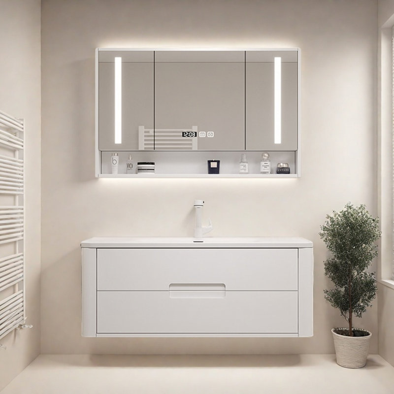 Modern simple cream style bathroom cabinet