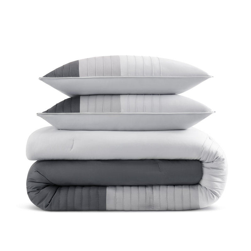 GAIAM Microfiber Soft & Lightweight Percale Comforter Set, Gray, Queen Comforter + 2 Shams