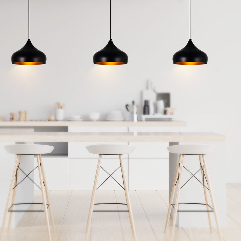 9'' Modern Black Down Pendant Light – For Dining Room, Kitchen, Bedroom – E26 Bulb Compatible, Adjustable Height