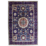 Hand Knotted Wool Area Rug in Navy