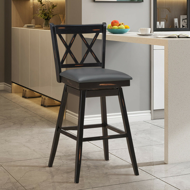 Tabouret de bar et de comptoir Embrey, Noir, 2, Hauteur de bar (hauteur de siège 29,5 pi)