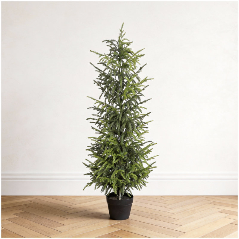 Pin artificiel 5 'Real Touch avec pot en plastique noir, 1pc / ensemble