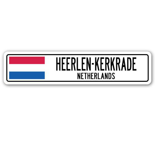 Plaque de rue Heerlen-Kérkrade, drapeau des Pays-Bas, H 4 po x l 18 po x P 1 po