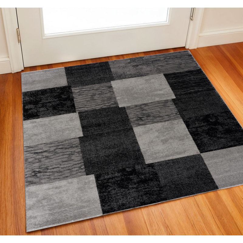 Tapis carré gris et noir 3 pi