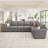 Caren L-shaped Sleeper Sectional Modular Sofa Bed With Storage Seat-115354123