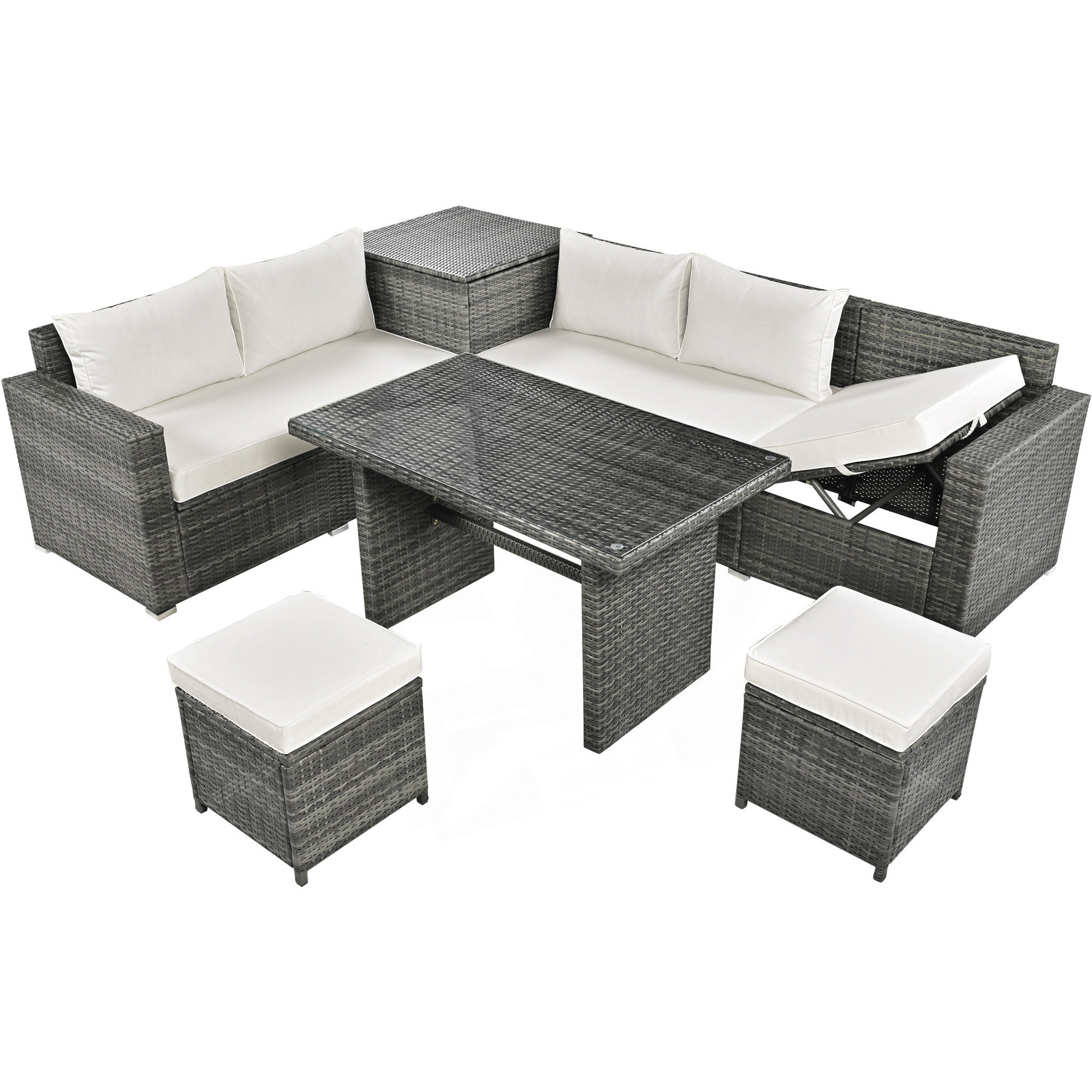 7 - Person Patio Conversation Set with Cushions - Gray