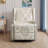 Upholstered Classic Wing Back Manual Handle Swivel Rock Glider Recliner with Naihead Trims-751698186