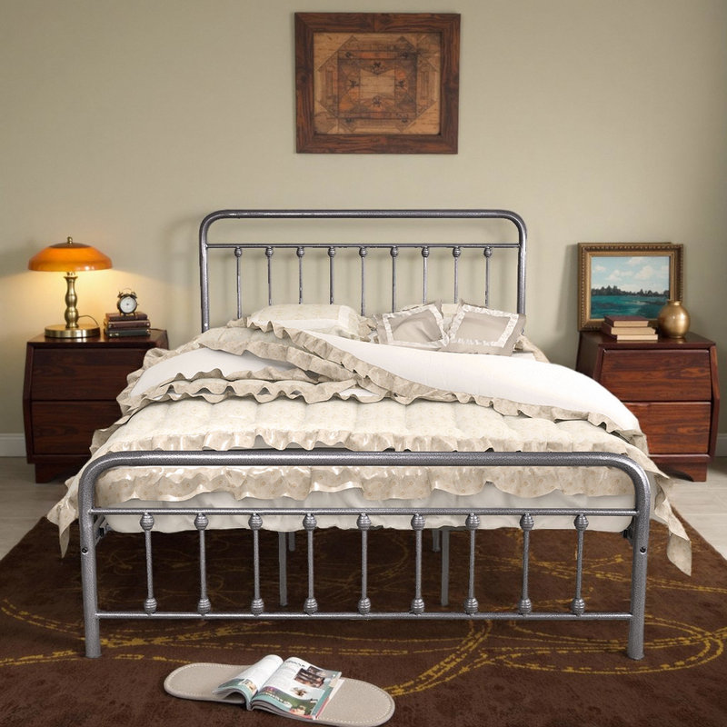 83.54" Queen Size Metal Bed Frame - Sturdy Steel Construction, Silver