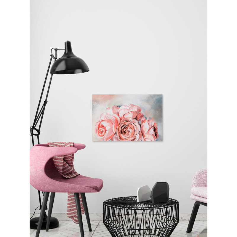 Pink Rose Bouquet - Wrapped Canvas Painting, 20cm H x 30cm W 