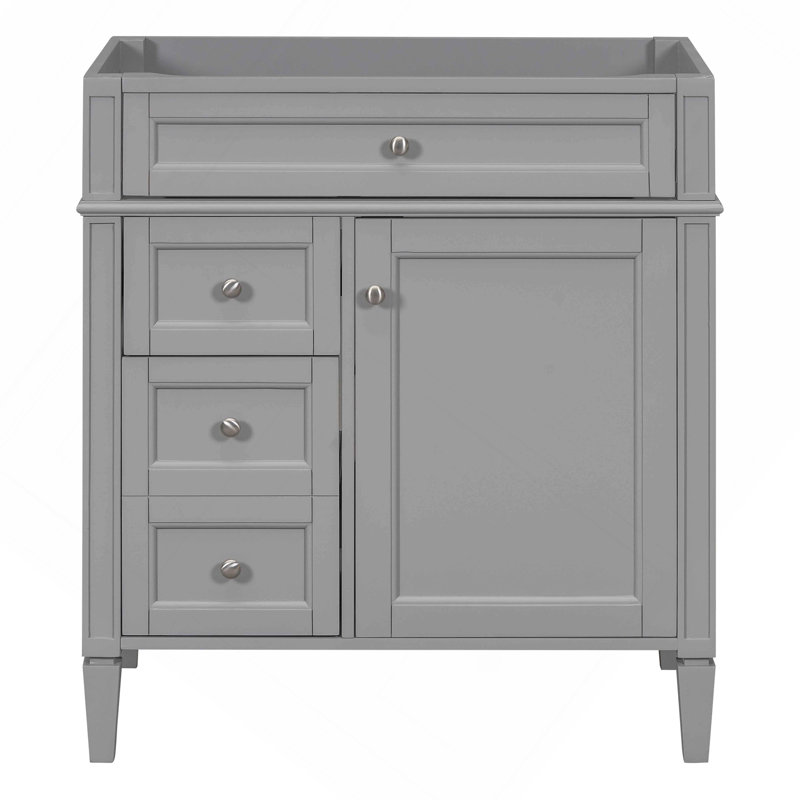 30"Bathroom Vanity without Top Sink, Modern Bathroom Storage Cabinet with 2 Drawers and a Tip-out Drawer (NOT INCLUDE BASIN)