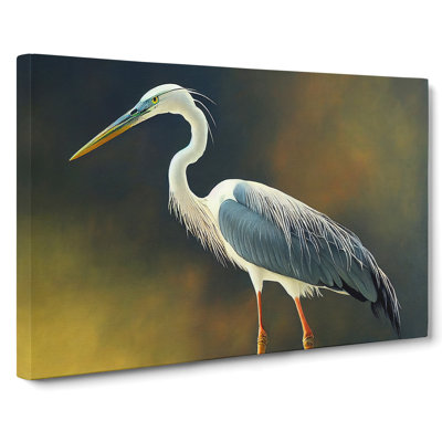 Bright Heron Bird - Wrapped Canvas