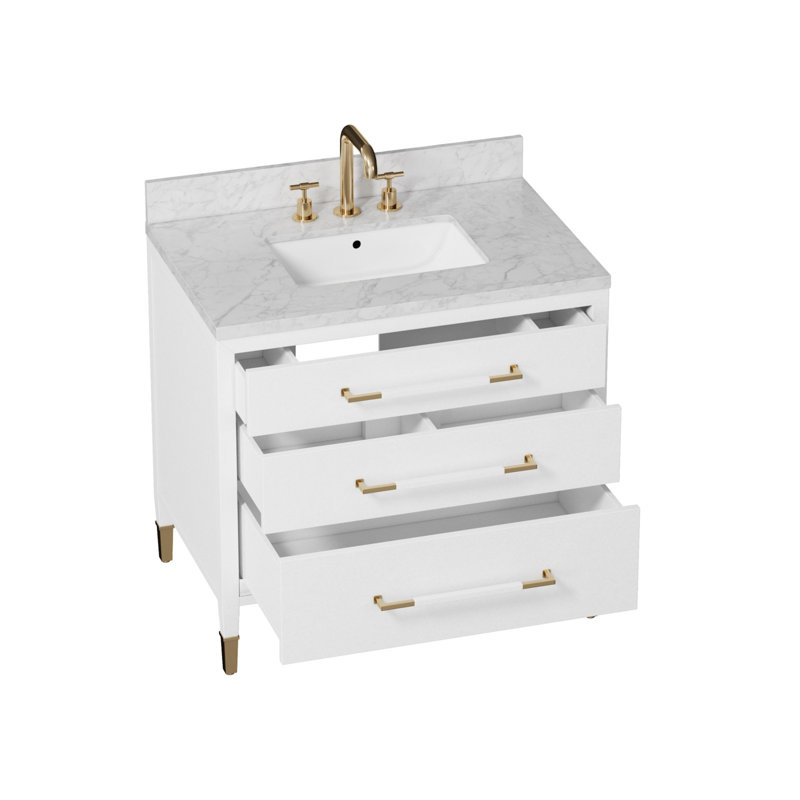 Verona 36" Freestanding Standard Single Bathroom Vanity with Vanity Top, Acrylic White