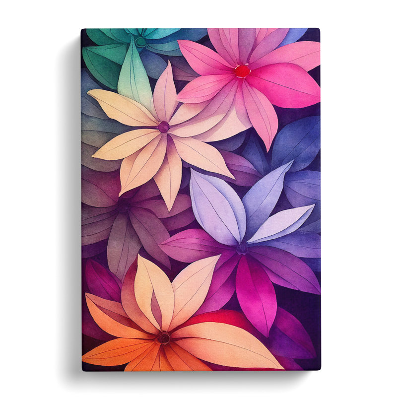 XC1022-5069X Water Paint Flowers No.1 - Wrapped Canvas Print, 60cm H x 40cm W x 3cm D