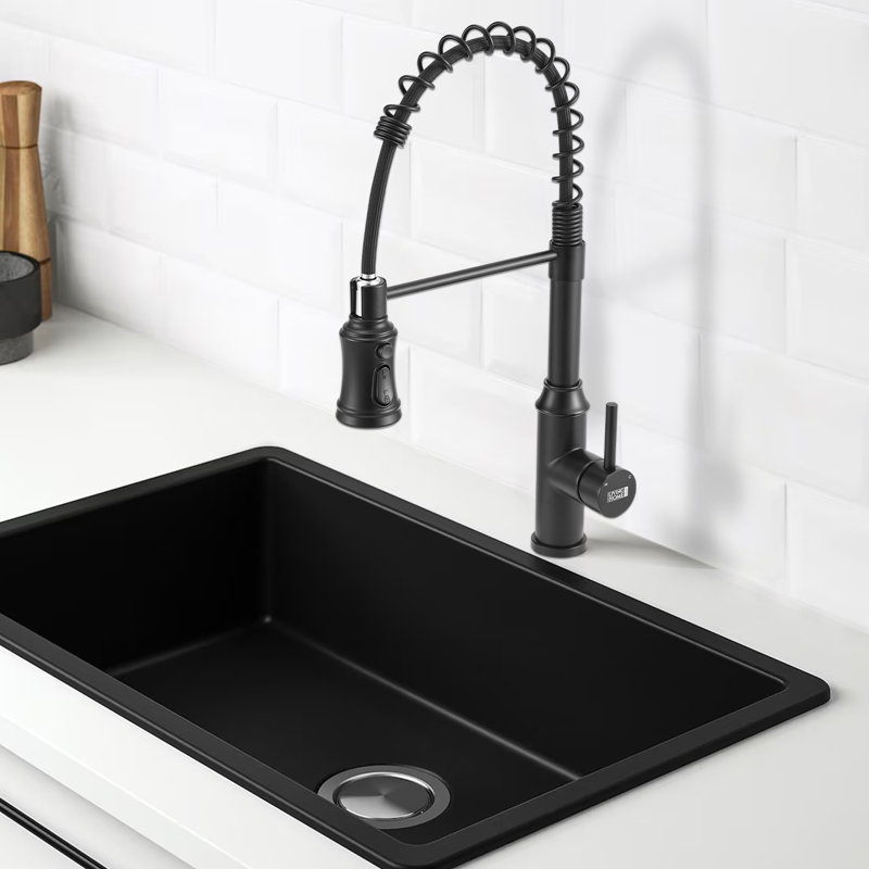 Living And Home Pull Down Kitchen Faucet, Black