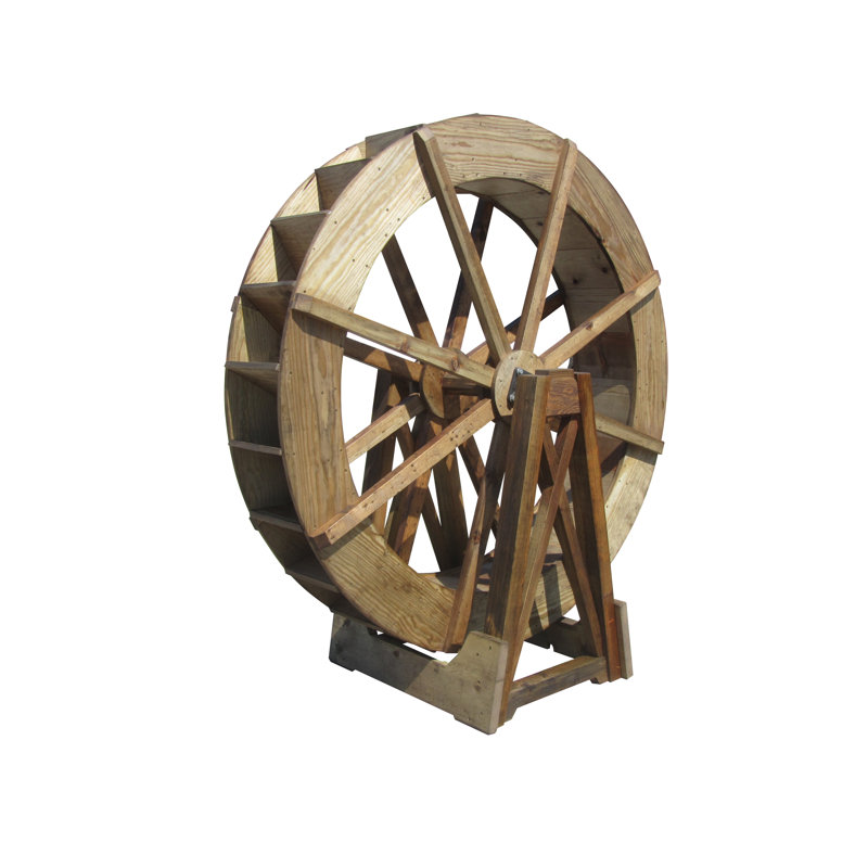 Roue à eau japonaise en bois autoportante