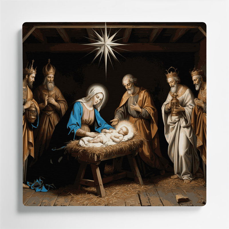 Art mural en métal de Noël crèches de Noël, H 32 po x l 32 po