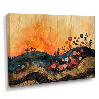«Brighouse Orange Summer Wildflowers Flowers Field I», art mural fleurs sauvages