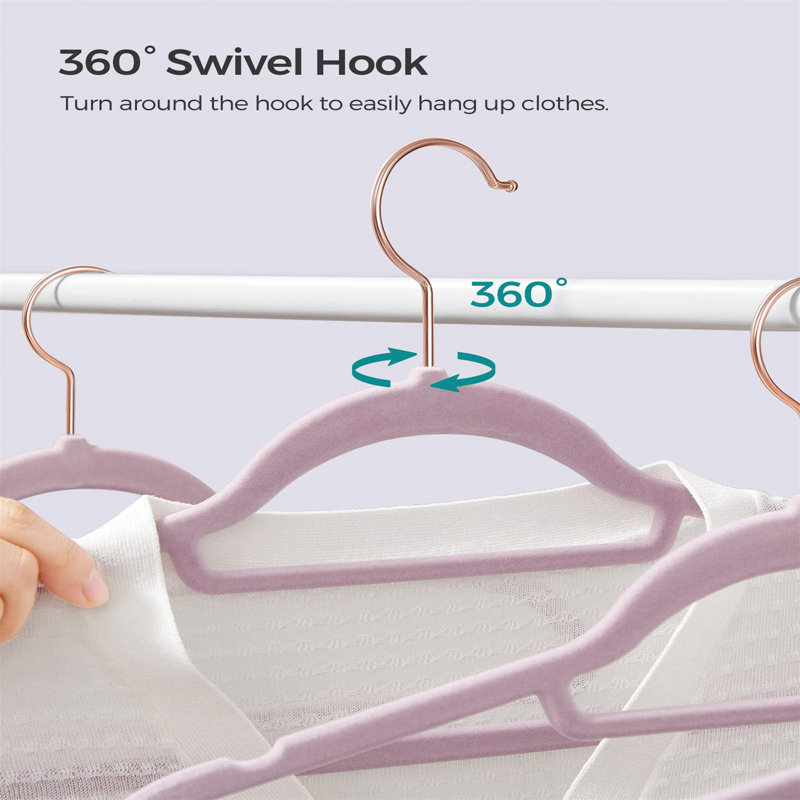 Cintre standard en velours antidérapant, Mauve pâle, 50